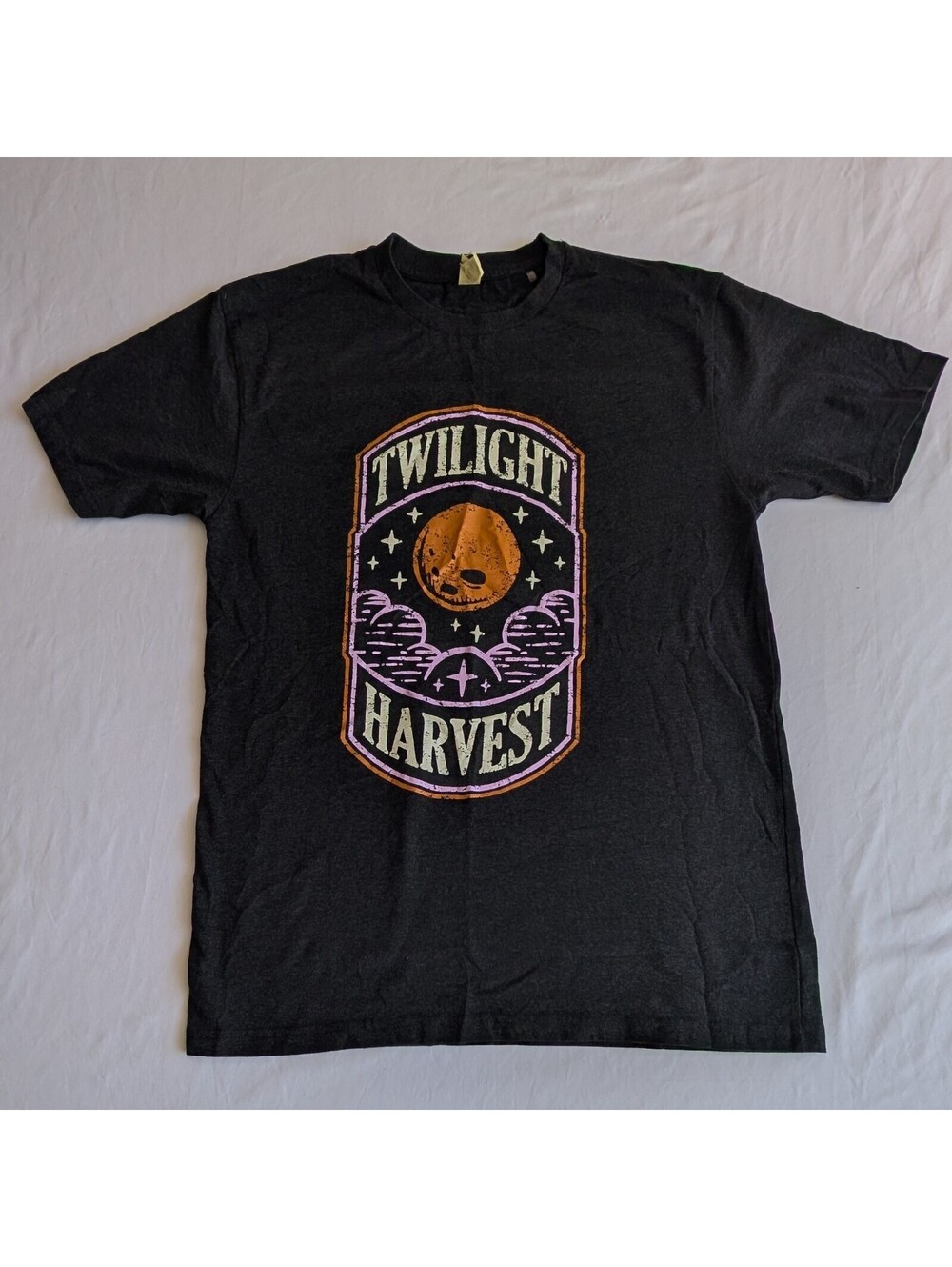 Halloween Pumpkin Moon Graphic Tee Mens L Vintage Style Cotton Recycled